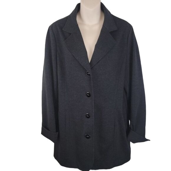 Chico's charcoal ponte knit jacket 2 (large) - Picture 1 of 8